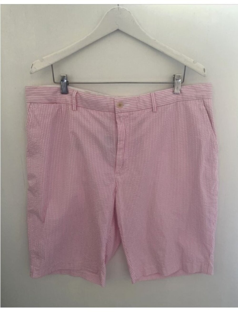 POLO RALPH LAUREN Vintage Pink Striped Seersucker Shorts Men Size 40